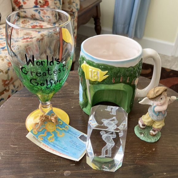 VINTAGE SWANK PUTTER CUP GANZ FIGURINE LASER ETCHED D CUBE HAND